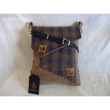 Load image into Gallery viewer, Harris Tweed Mortson Quay Messenger Bag, Crossbosy Bag – Beige & Blue Check