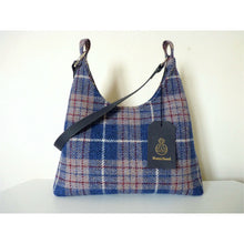 Load image into Gallery viewer, Blue & beige check Harris Tweed shoulder bag