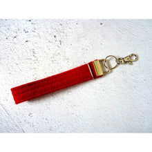 Load image into Gallery viewer, Red Harris Tweed wrislet keyring