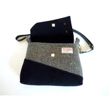 Load image into Gallery viewer, Harris Tweed Sedgeford Shoulder Bag, Crossbody Bag - Grey, Lemon & Black