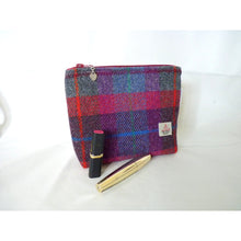 Load image into Gallery viewer, harris tweed cosmetic bag in bright multi check