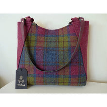 Load image into Gallery viewer, Large harris tweed tote bag - multi mix check &amp; raspberry