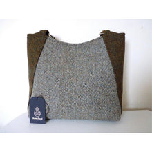 Load image into Gallery viewer, Large green mix harris tweed tote bag