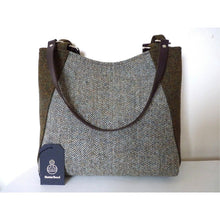 Load image into Gallery viewer, large harris tweed tote bag - moss green mix