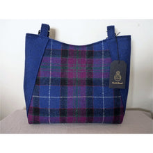 Load image into Gallery viewer, Large blue &amp; cerise check harris tweed tote bag