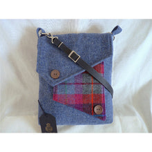 Load image into Gallery viewer, Blue Harris Tweed messenger bag