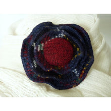 Load image into Gallery viewer, Harris Tweed navy &amp; red check three layer brooch