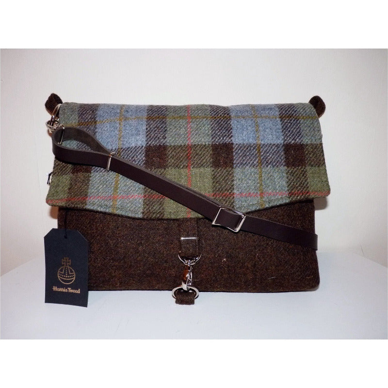Brown & MacLeod tartan Harris Tweed messenger bag