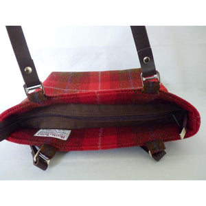 Harris Tweed Bedale Tote Bag - Red & Brown Check - Zip fastener
