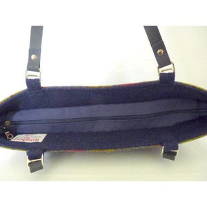Harris Tweed Aysgarth Large Tote Bag - Blue & Multi Check - Zip fastener