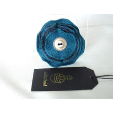 Load image into Gallery viewer, Harris Tweed Folded Layered Brooch, Corsage - Teal &amp; Navy