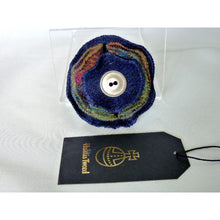 Load image into Gallery viewer, Harris Tweed Folded layered brooch, corsage - navy &amp; multi check