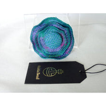 Load image into Gallery viewer, Harris Tweed mint &amp; purple check three layer brooch
