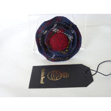 Load image into Gallery viewer, Harris Tweed navy &amp; red check three layer brooch