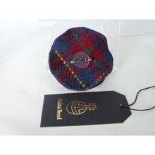 Load image into Gallery viewer, Harris Tweed three layer brooch, check tweed corsage - navy &amp; red check