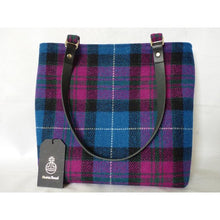 Load image into Gallery viewer, Bright blue &amp; cerise check Harris Tweed tote bag