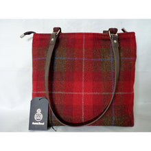 Load image into Gallery viewer, Harris Tweed Bedale Tote Bag - Red &amp; Brown Check - Magnetic snap