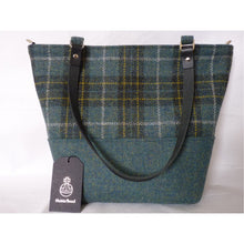 Load image into Gallery viewer, Harris Tweed Aysgarth large tote bag, shopping bag - green &amp; gold check