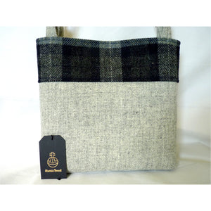 Harris Tweed Hardraw Tote Bag – Grey & Blue Check - zip
