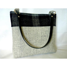 Load image into Gallery viewer, Silver grey &amp; check Harris Tweed tote bag