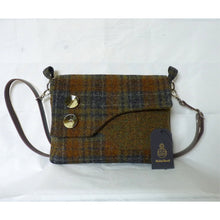 Load image into Gallery viewer, Green &amp; brown check Harris Tweed shoulder bag