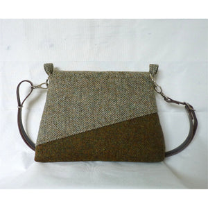 Harris Tweed Bag - Sedgeford Shoulder Bag - Green & Herringbone