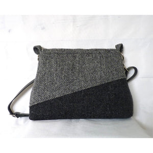 Harris Tweed Bag - Sedgeford Shoulder Bag - Black & Herringbone