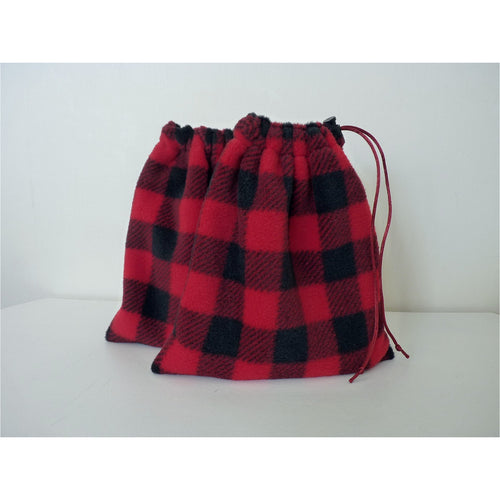 English stirrup iron covers, stirrup bags (1 pair) - red and black check