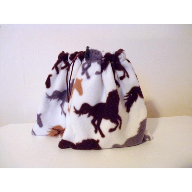 English stirrup covers - cream horse print fleece