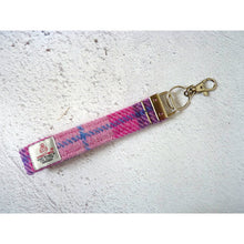 Load image into Gallery viewer, Pink check tweed keyring