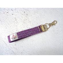Load image into Gallery viewer, Purple Harris Tweed wristlet keyring